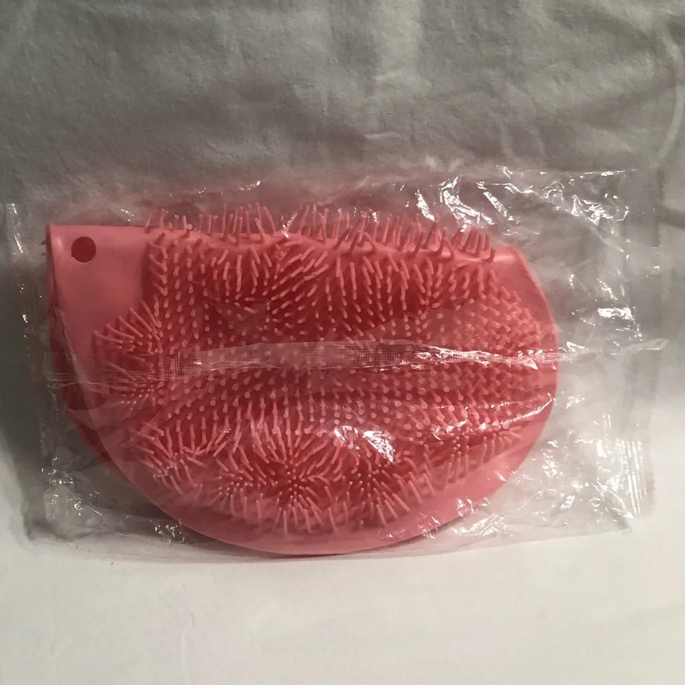 Shower back and Foot Scrub mat with non slip suction cup pink.